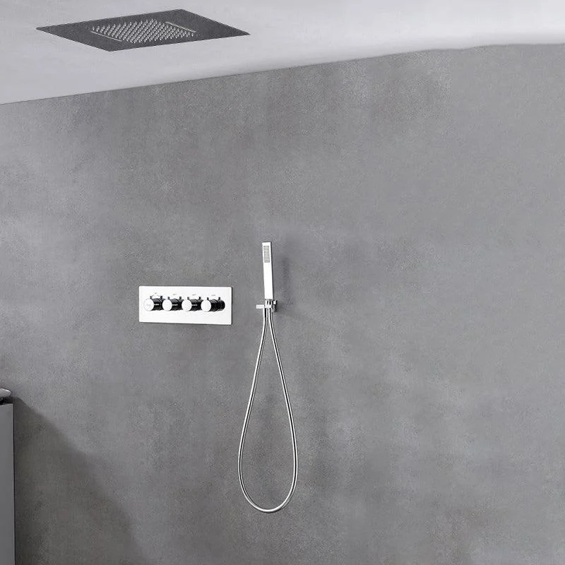 Ceiling Mounted Square Metal Shower Tap Massage Shower System -Bathlova