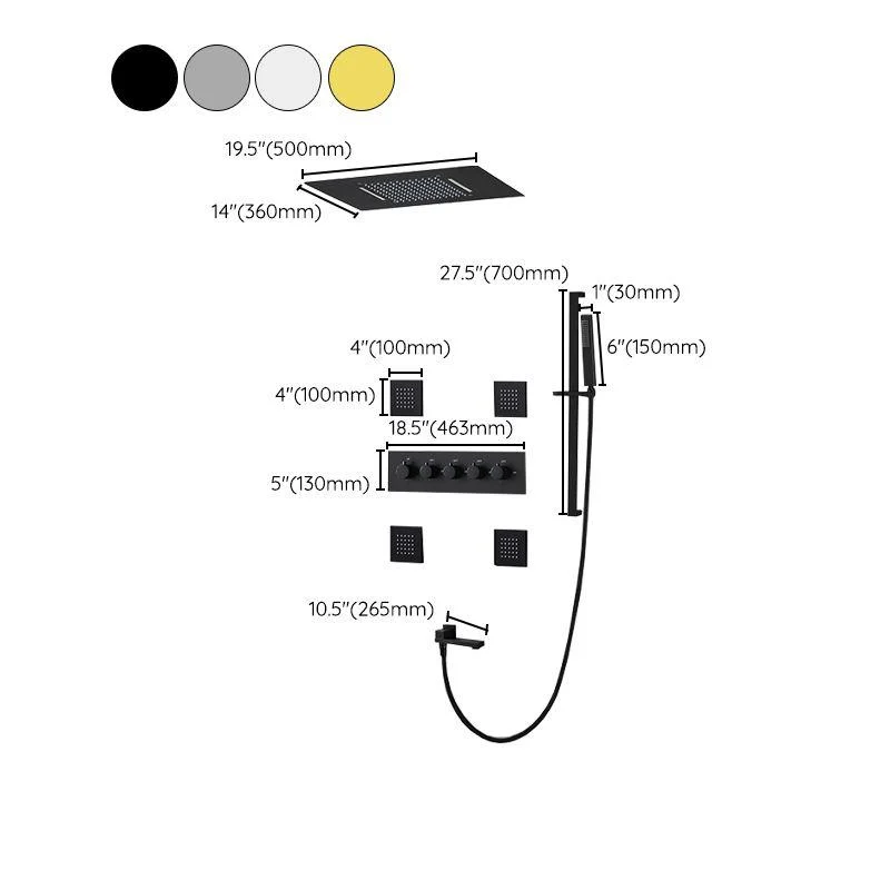 Ceiling Mounted Square Metal Shower Tap Massage Shower System -Bathlova