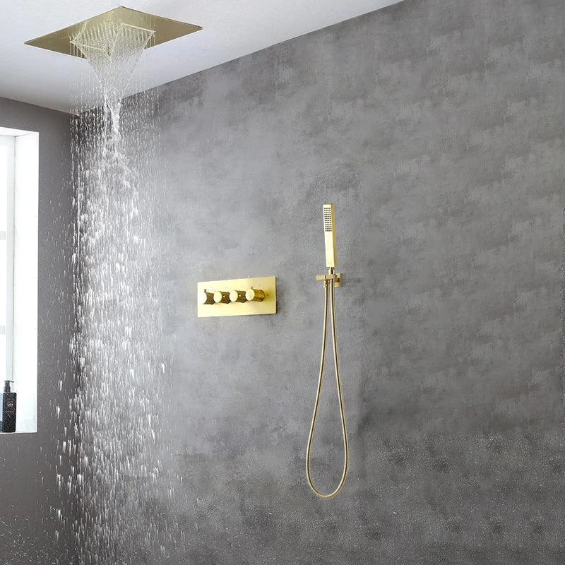 Ceiling Mounted Square Metal Shower Tap Massage Shower System -Bathlova