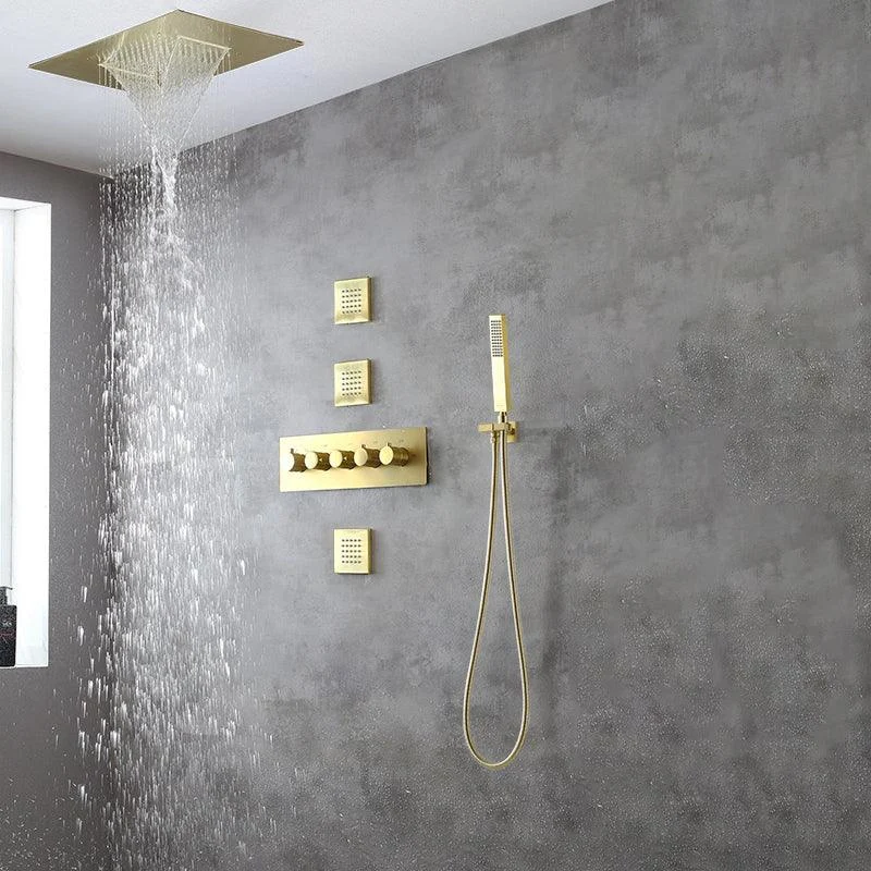 Ceiling Mounted Square Metal Shower Tap Massage Shower System -Bathlova