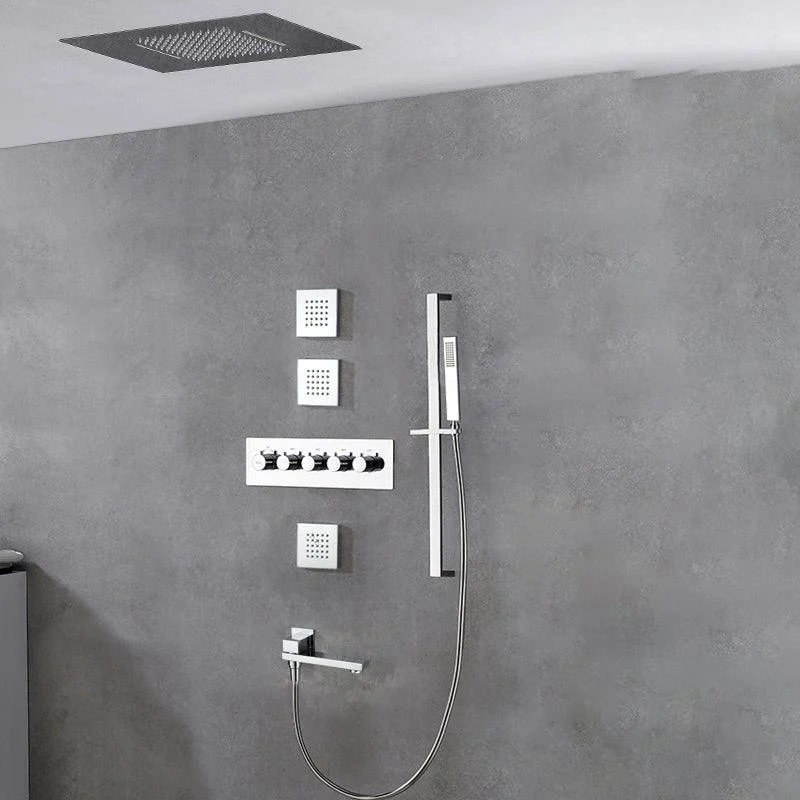 Ceiling Mounted Square Metal Shower Tap Massage Shower System -Bathlova