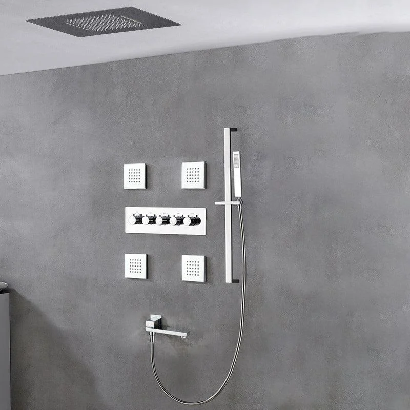 Ceiling Mounted Square Metal Shower Tap Massage Shower System -Bathlova