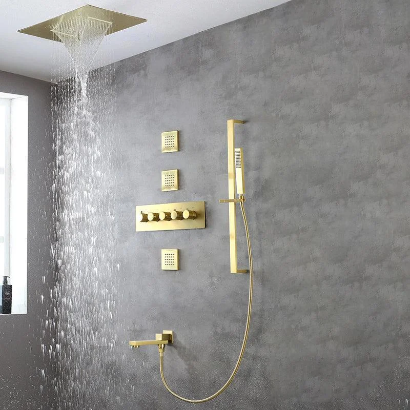 Ceiling Mounted Square Metal Shower Tap Massage Shower System -Bathlova