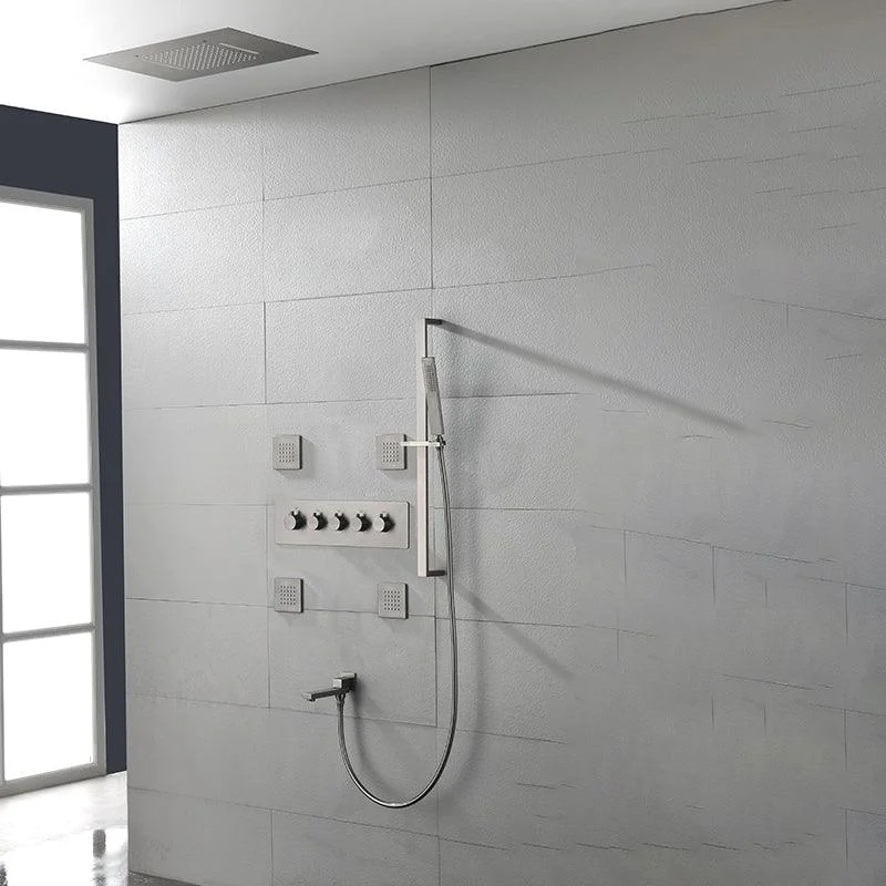 Ceiling Mounted Square Metal Shower Tap Massage Shower System -Bathlova