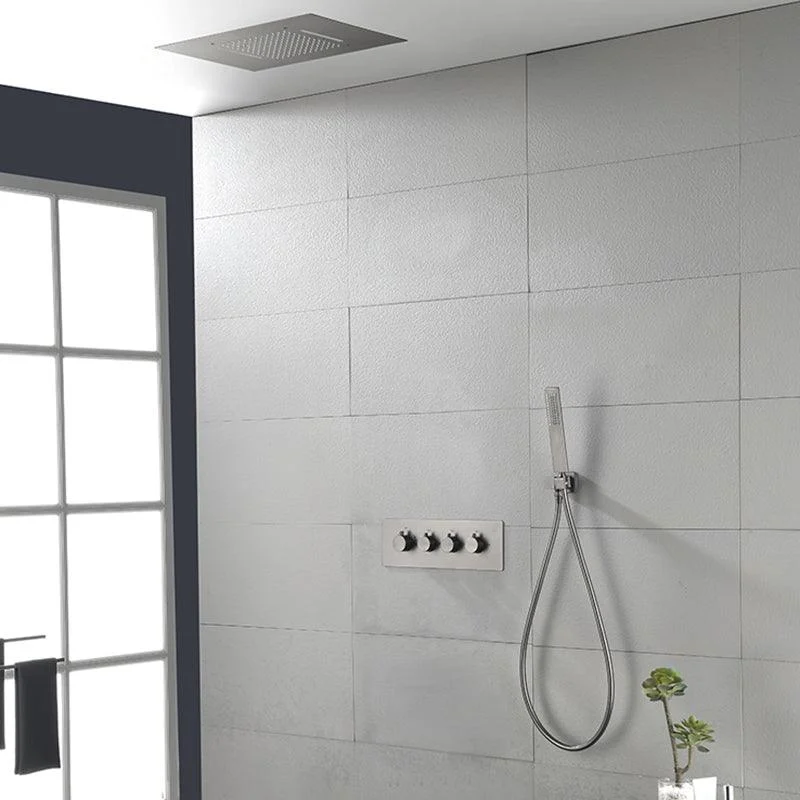 Ceiling Mounted Square Metal Shower Tap Massage Shower System -Bathlova