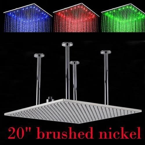 Ceiling Mounted Square Shaped Big Rainfall Type Shower Head With LED Lights -Bathlova