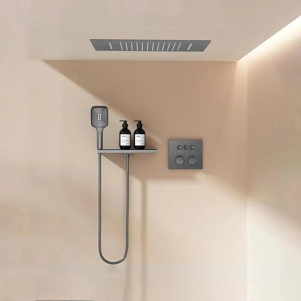 Ceiling Shower Head and Shelf Wall Mounted Mixer Tap Set -Bathlova