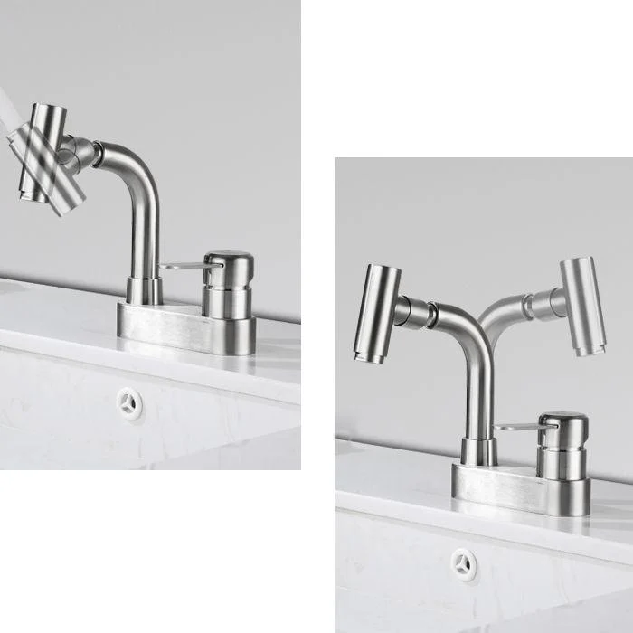 Centerset Bathroom Tap Stainless Steel Lever Handle 2 Holes Swivel Vanity Sink Tap -Bathlova