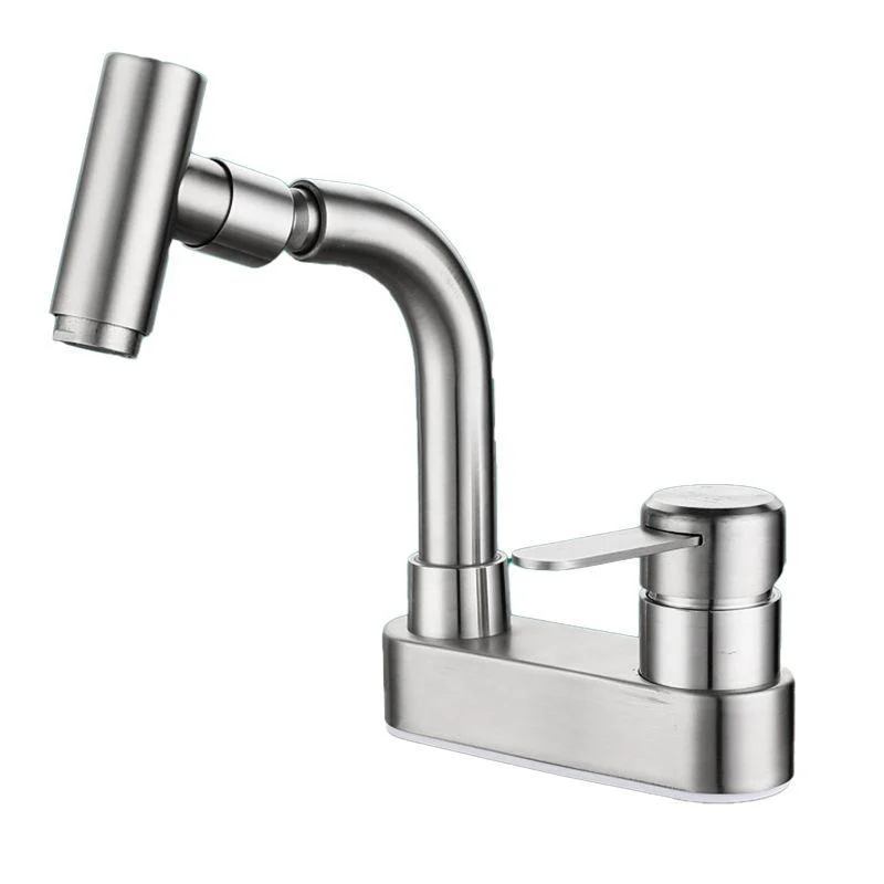 Centerset Bathroom Tap Stainless Steel Lever Handle 2 Holes Swivel Vanity Sink Tap -Bathlova