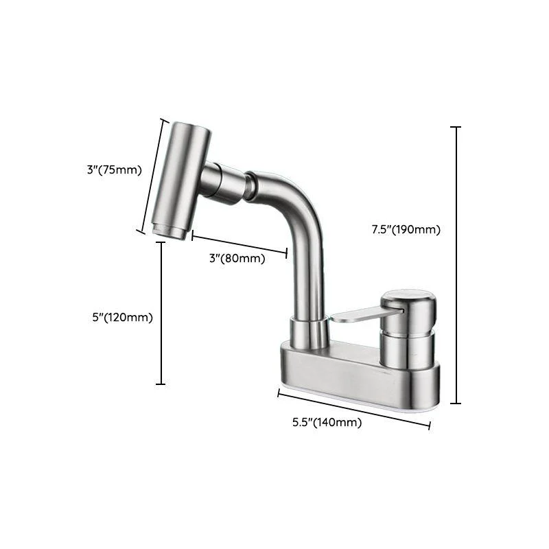 Centerset Bathroom Tap Stainless Steel Lever Handle 2 Holes Swivel Vanity Sink Tap -Bathlova