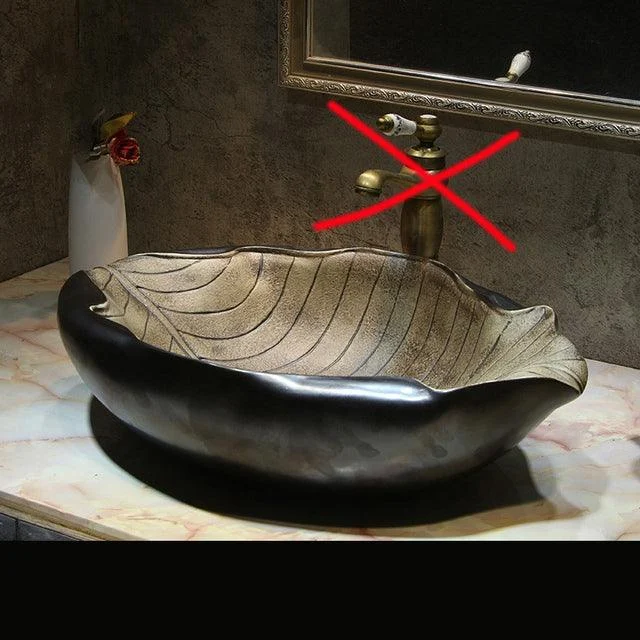 Ceramic Art Bathroom Sinks Bathroom Creative Leaf Shape Wash Basin -Bathlova