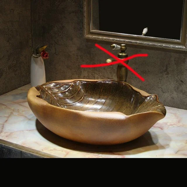 Ceramic Art Bathroom Sinks Bathroom Creative Leaf Shape Wash Basin -Bathlova