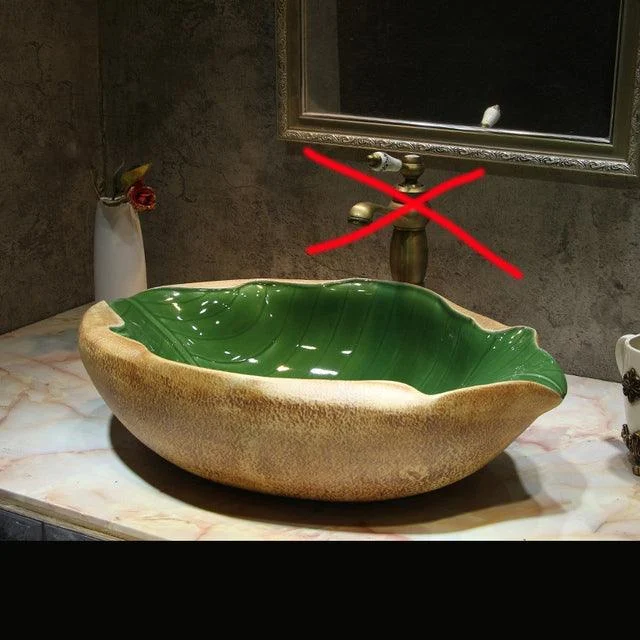 Ceramic Art Bathroom Sinks Bathroom Creative Leaf Shape Wash Basin -Bathlova