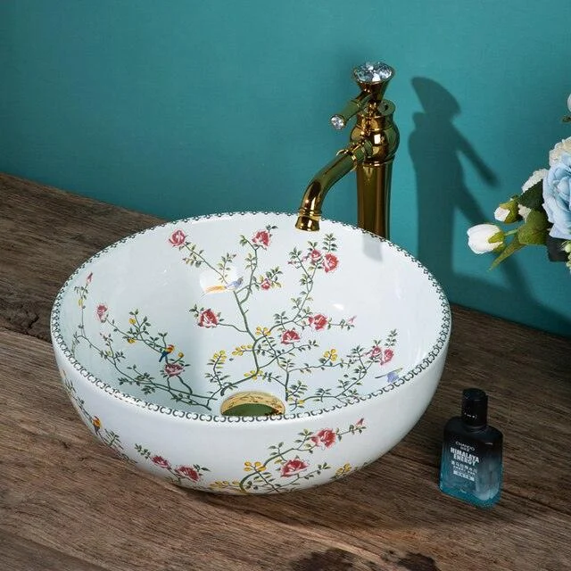 Ceramic Countertop Wash Basin Bathroom Vessel Sink Bowl for Vanity Top -Bathlova