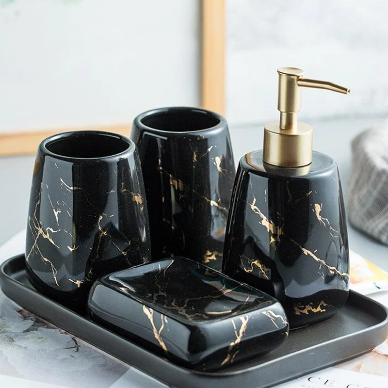 Ceramic Glossy Marble Bathroom Accessory Set Washing Tools Set -Bathlova