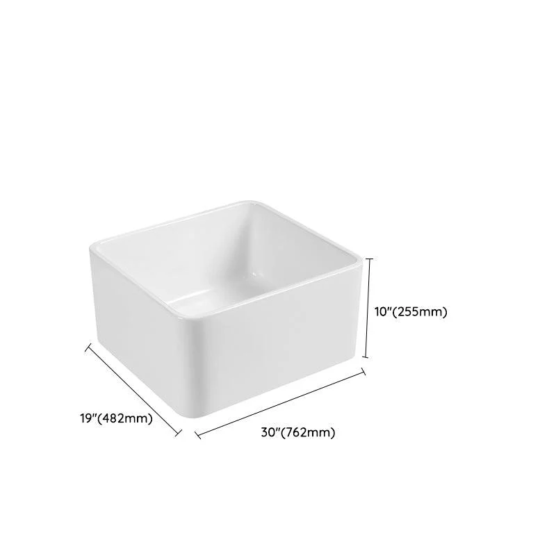 Ceramic Kitchen Sink Single Basin Contemporary Style Kitchen Sink(Not Including Tap) -Bathlova