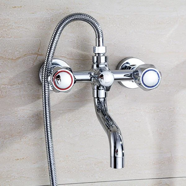 Chrome Bath Tap Trim Wall Mounted Swivel Spout with Handheld Shower -Bathlova