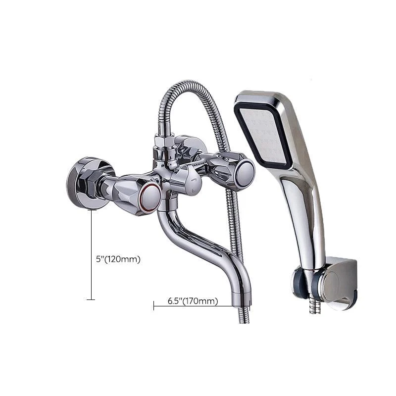 Chrome Bath Tap Trim Wall Mounted Swivel Spout with Handheld Shower -Bathlova