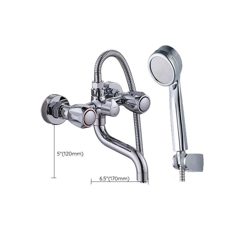 Chrome Bath Tap Trim Wall Mounted Swivel Spout with Handheld Shower -Bathlova