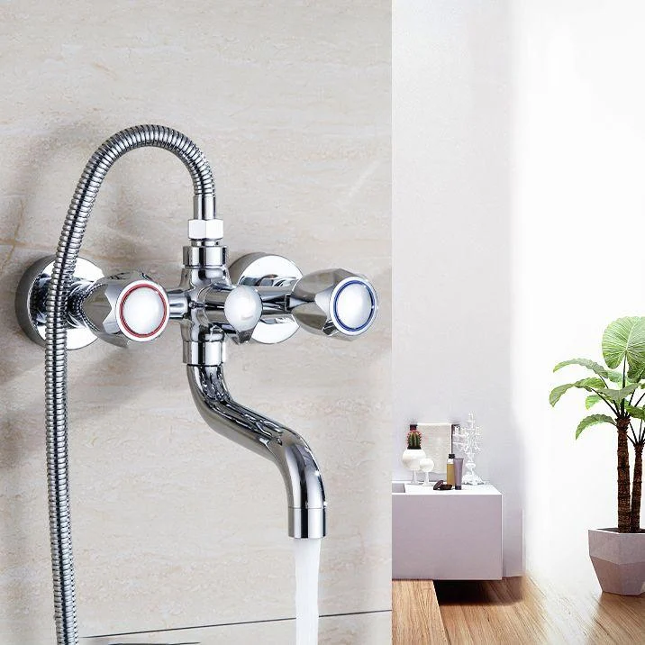 Chrome Bath Tap Trim Wall Mounted Swivel Spout with Handheld Shower -Bathlova