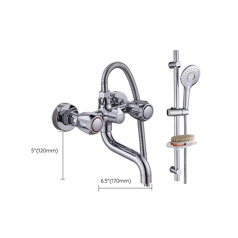 Chrome Bath Tap Trim Wall Mounted Swivel Spout with Handheld Shower -Bathlova