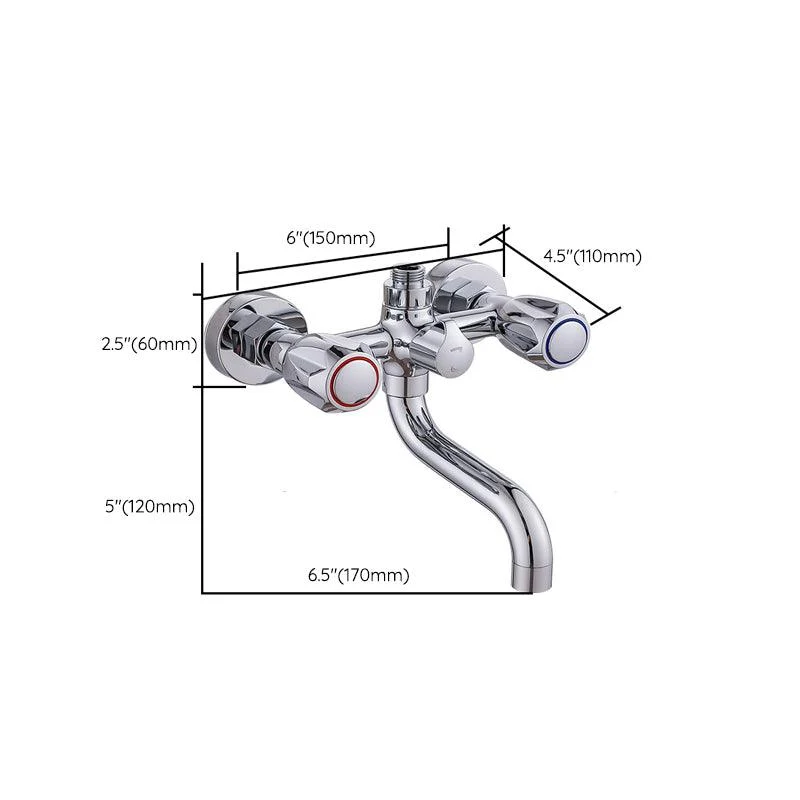 Chrome Bath Tap Trim Wall Mounted Swivel Spout with Handheld Shower -Bathlova