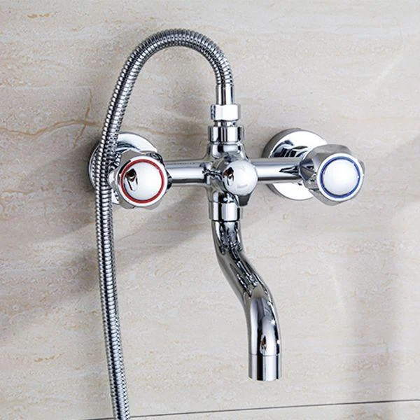 Chrome Bath Tap Trim Wall Mounted Swivel Spout with Handheld Shower -Bathlova