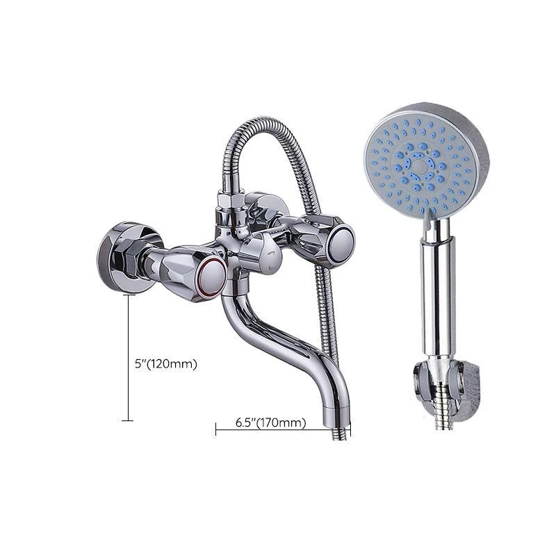 Chrome Bath Tap Trim Wall Mounted Swivel Spout with Handheld Shower -Bathlova