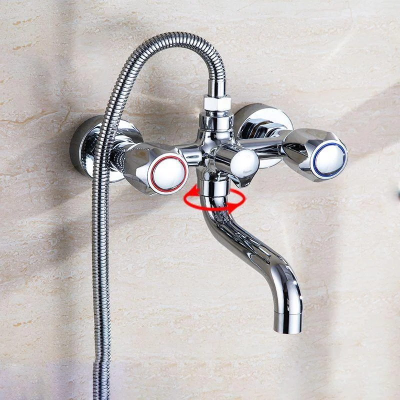 Chrome Bath Tap Trim Wall Mounted Swivel Spout with Handheld Shower -Bathlova