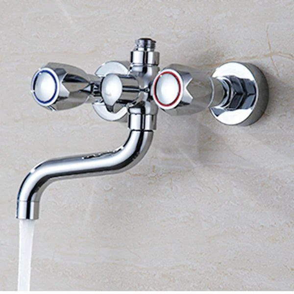 Chrome Bath Tap Trim Wall Mounted Swivel Spout with Handheld Shower -Bathlova