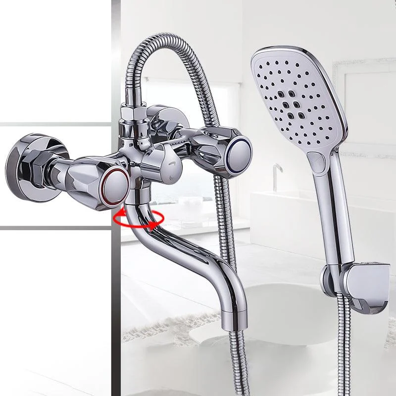 Chrome Bath Tap Trim Wall Mounted Swivel Spout with Handheld Shower -Bathlova