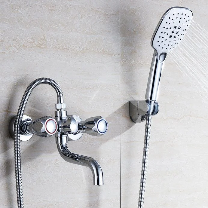 Chrome Bath Tap Trim Wall Mounted Swivel Spout with Handheld Shower -Bathlova