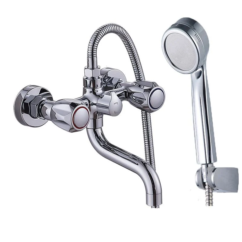 Chrome Bath Tap Trim Wall Mounted Swivel Spout with Handheld Shower -Bathlova