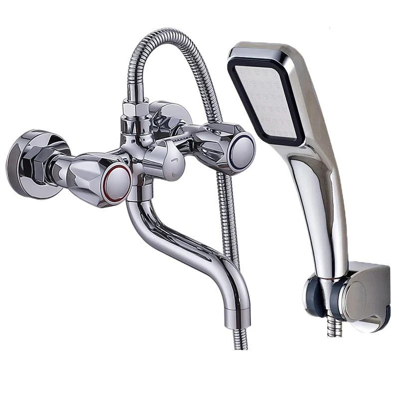 Chrome Bath Tap Trim Wall Mounted Swivel Spout with Handheld Shower -Bathlova