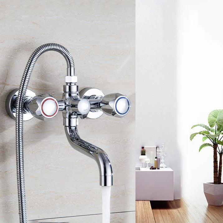 Chrome Bath Tap Trim Wall Mounted Swivel Spout with Handheld Shower -Bathlova