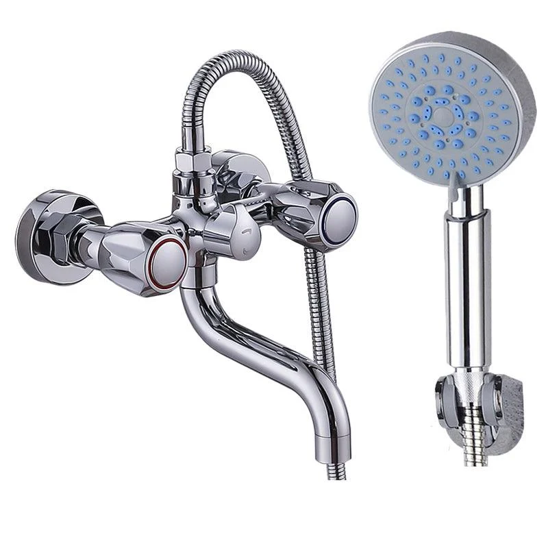 Chrome Bath Tap Trim Wall Mounted Swivel Spout with Handheld Shower -Bathlova