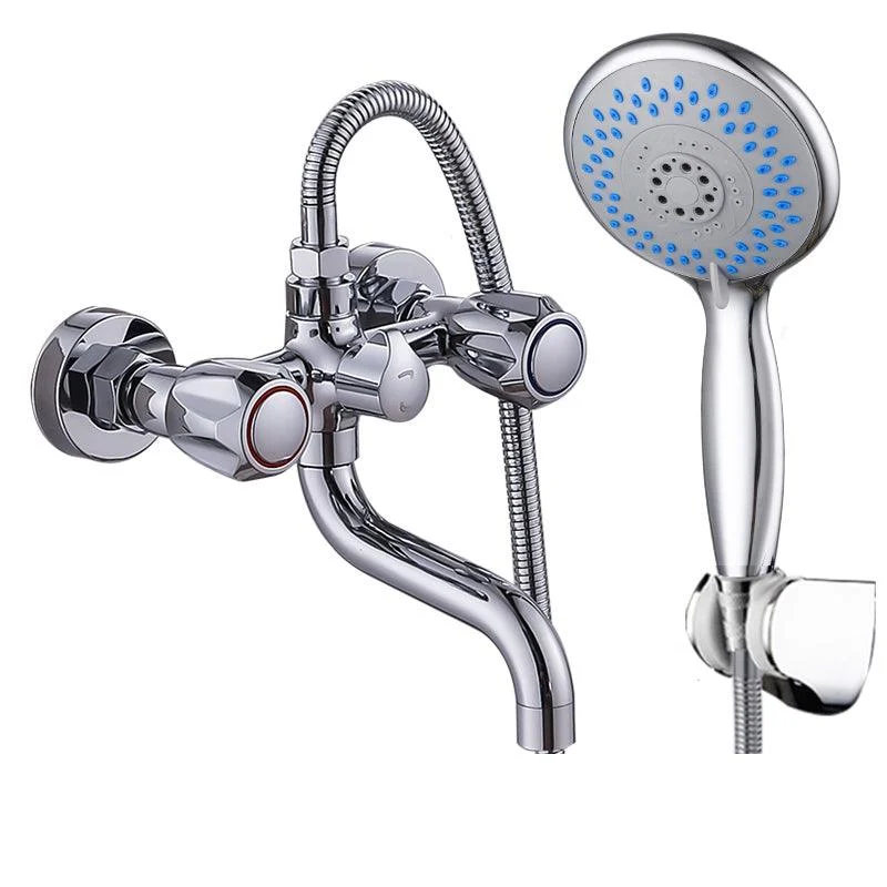 Chrome Bath Tap Trim Wall Mounted Swivel Spout with Handheld Shower -Bathlova