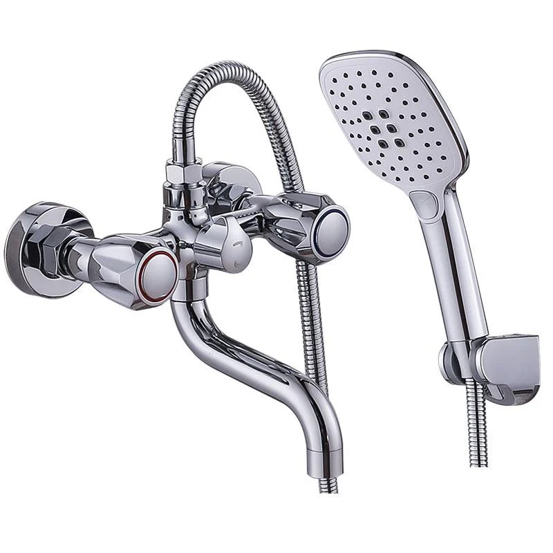 Chrome Bath Tap Trim Wall Mounted Swivel Spout with Handheld Shower -Bathlova