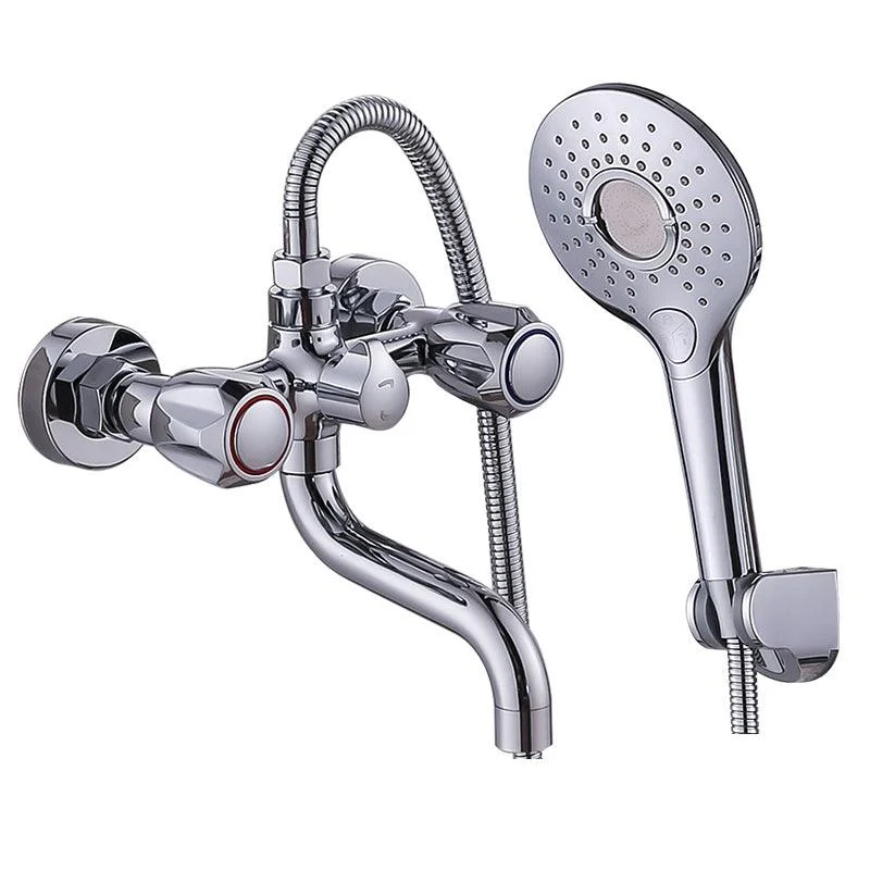 Chrome Bath Tap Trim Wall Mounted Swivel Spout with Handheld Shower -Bathlova