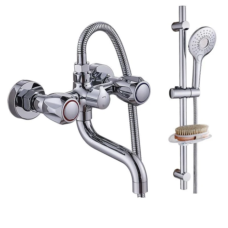 Chrome Bath Tap Trim Wall Mounted Swivel Spout with Handheld Shower -Bathlova