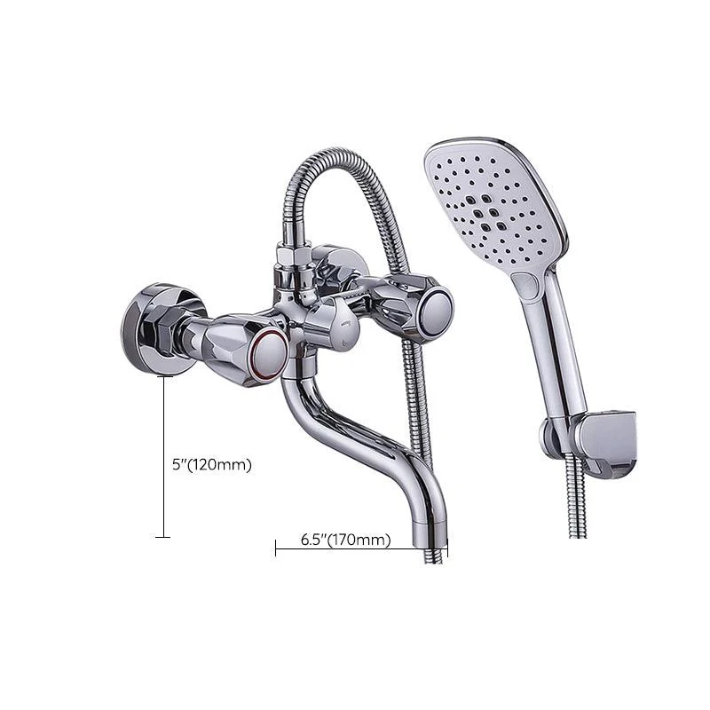 Chrome Bath Tap Trim Wall Mounted Swivel Spout with Handheld Shower -Bathlova