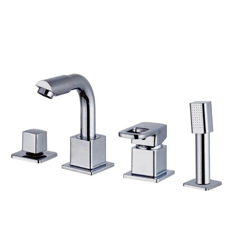 Chrome Bath Tap Trim with Lever Handle Deck Mount Tub Tap -Bathlova