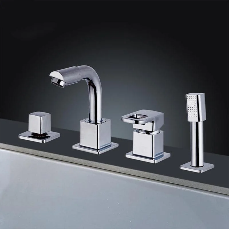 Chrome Bath Tap Trim with Lever Handle Deck Mount Tub Tap -Bathlova