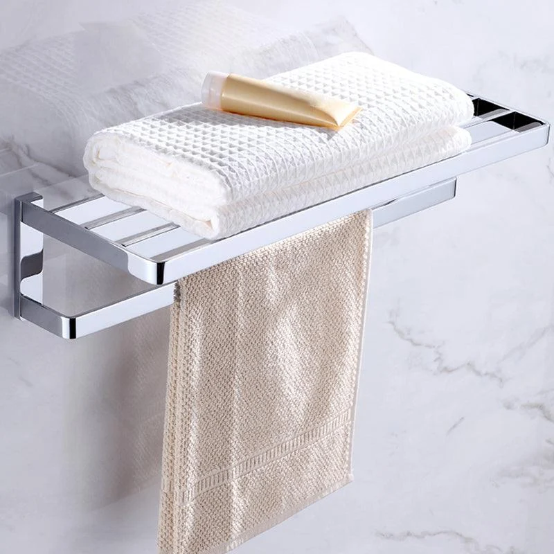 Chrome Brass Moderne Bathroom Accessory Set with Towel Bar/ Ring/Paper Holder & Robe Hook -Bathlova