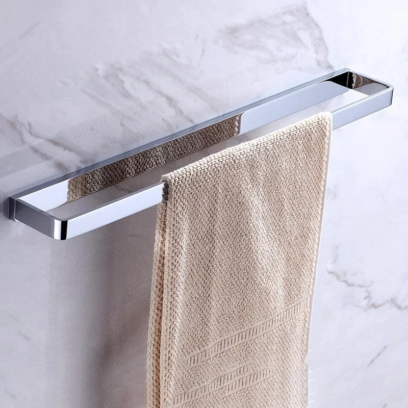 Chrome Brass Moderne Bathroom Accessory Set with Towel Bar/ Ring/Paper Holder & Robe Hook -Bathlova