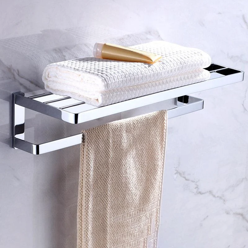 Chrome Brass Moderne Bathroom Accessory Set with Towel Bar/ Ring/Paper Holder & Robe Hook -Bathlova