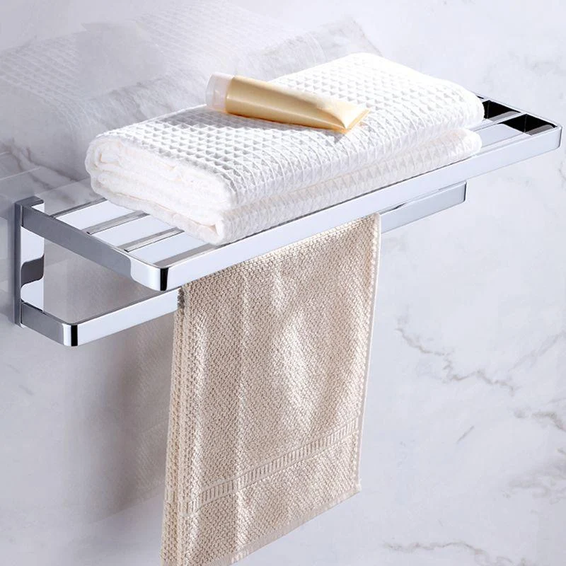 Chrome Brass Moderne Bathroom Accessory Set with Towel Bar/ Ring/Paper Holder & Robe Hook -Bathlova