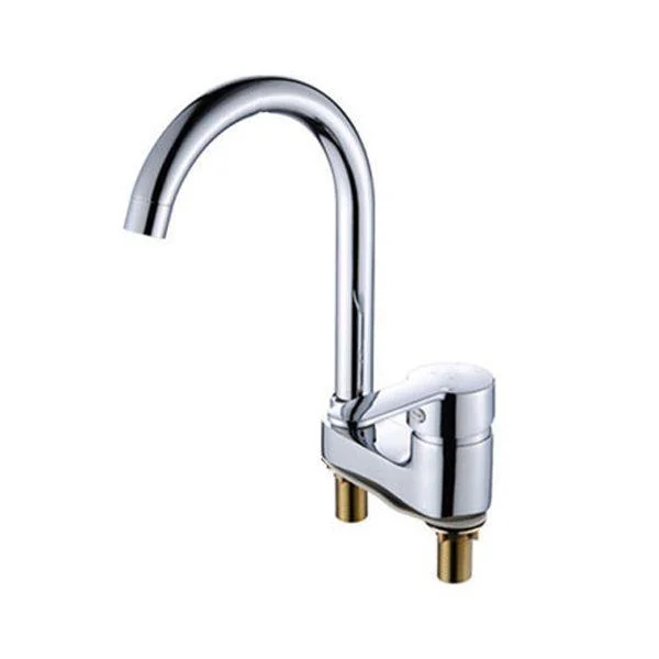 Chrome Circular Vessel Sink Tap Swivel Spout Tap for Bathroom -Bathlova