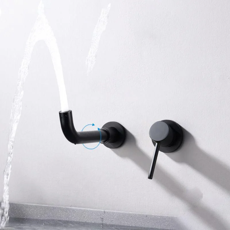 Circular Single Handle Bathroom Tap 2 Hole Wall Mounted Bathroom Tap with Swivel -Bathlova