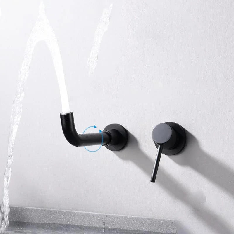 Circular Single Handle Bathroom Tap 2 Hole Wall Mounted Bathroom Tap with Swivel -Bathlova